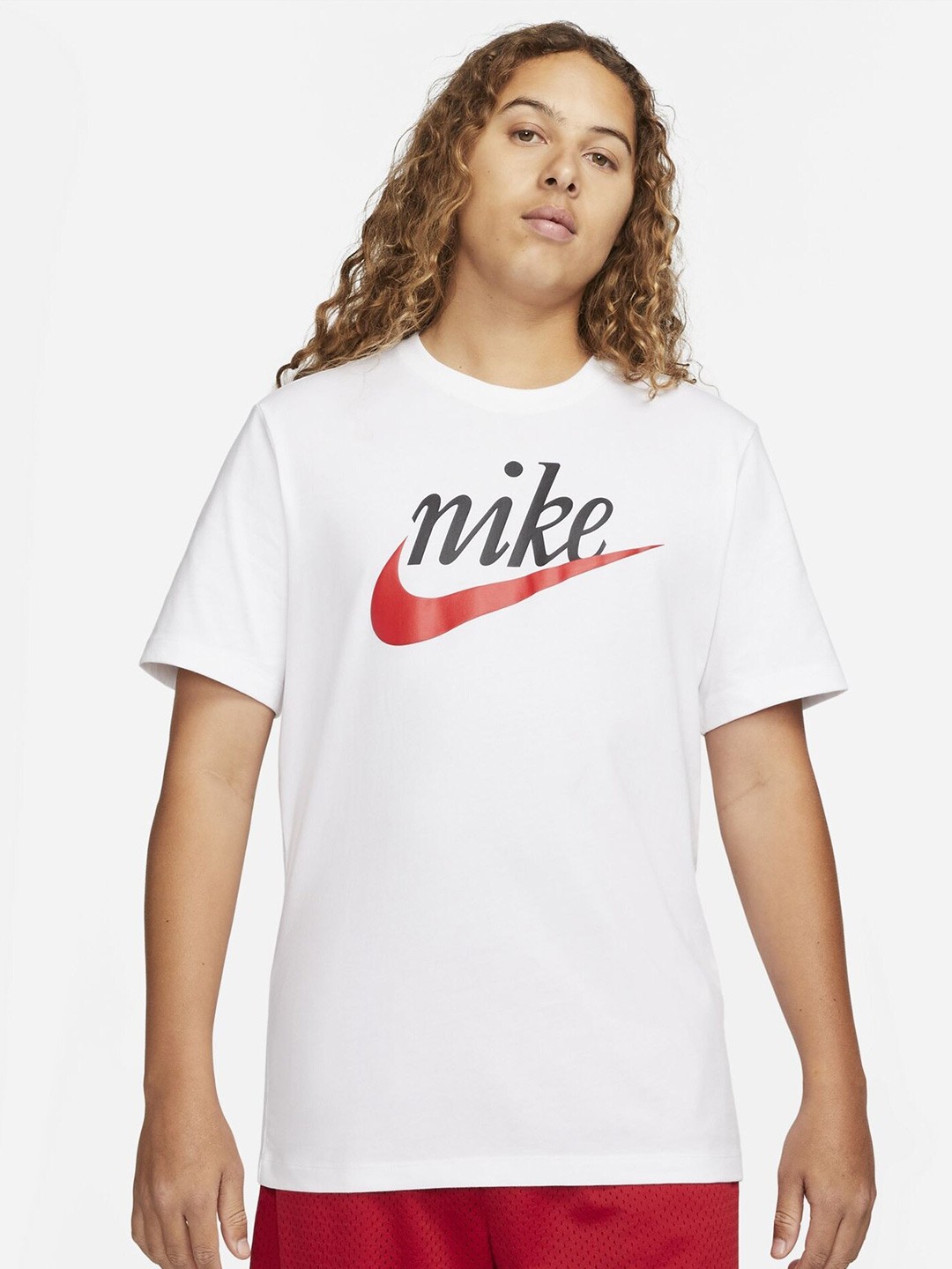 

Nike Swoosh Brand Logo Printed Cotton Sportswear T-Shirt, White