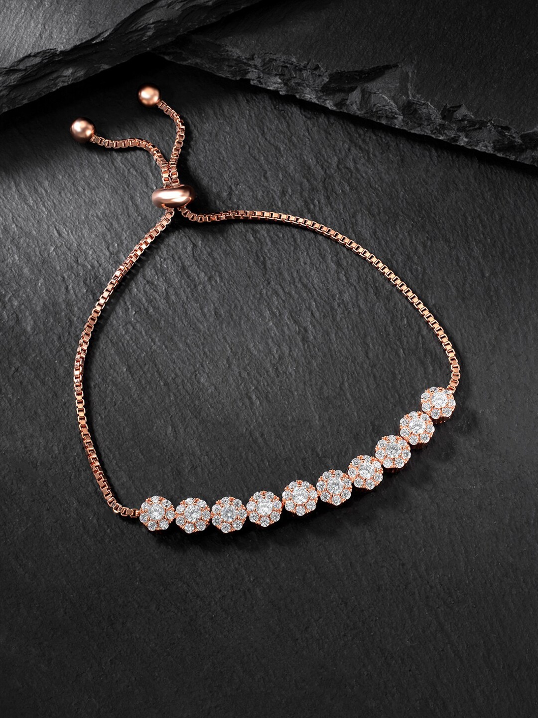 

Peora Cubic Zirconia Rose Gold-Plated Wraparound Bracelet