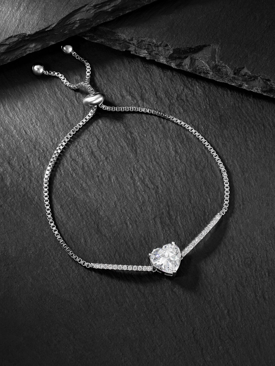 

Peora Cubic Zirconia Silver-Plated Charm Bracelet