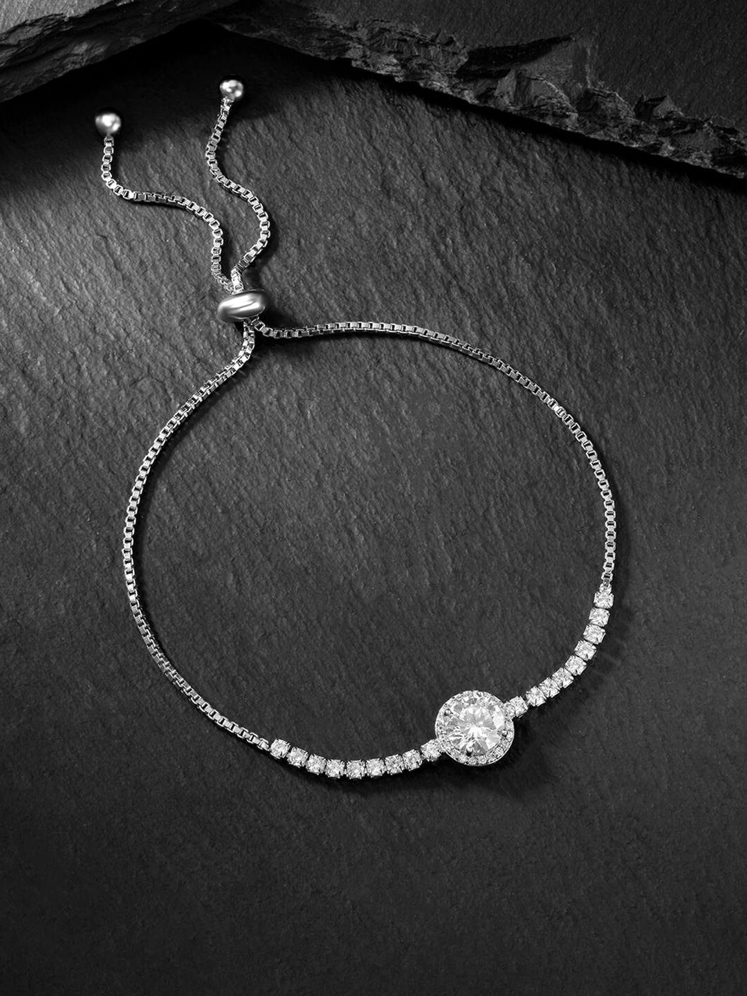 

Peora Cubic Zirconia Silver-Plated Charm Bracelet