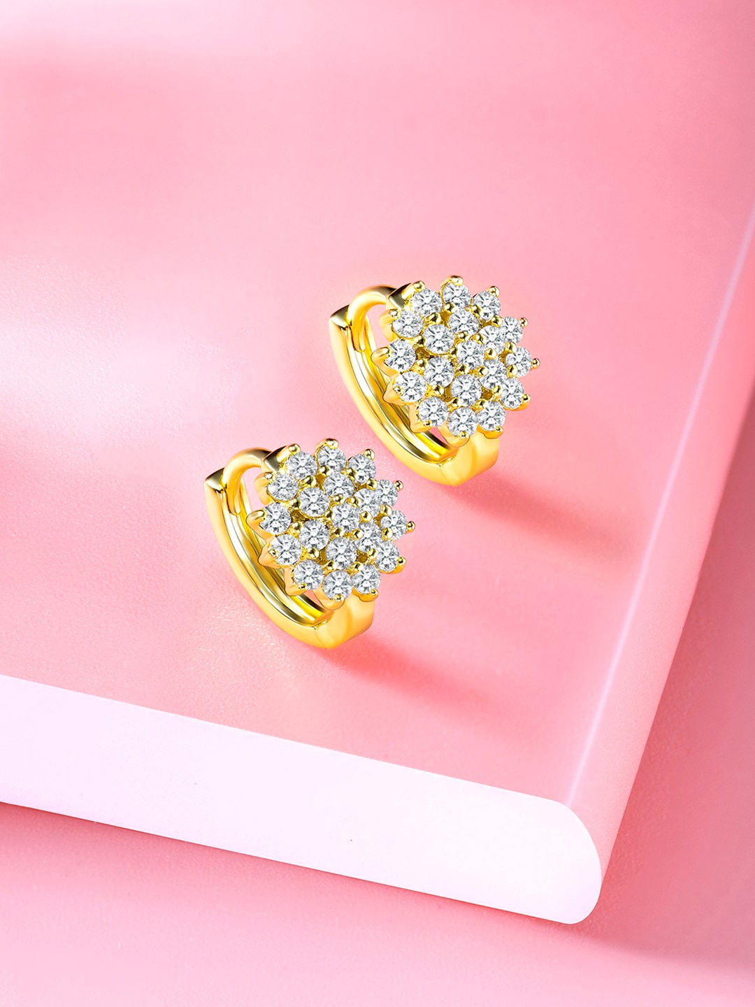 

Peora Gold-Plated Floral Cubic Zirconia Studs Earrings