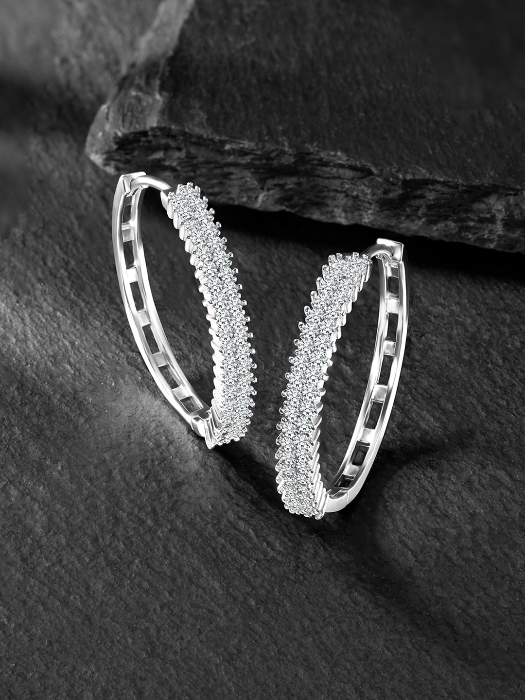 

Peora Silver-Plated Contemporary Hoop Earrings