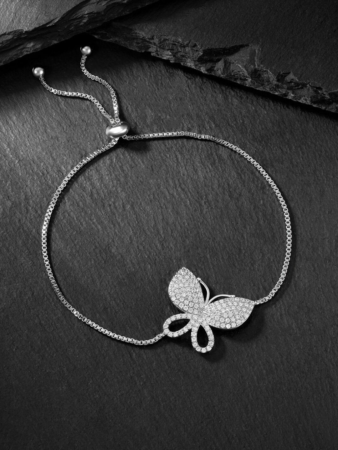 

Peora Cubic Zirconia Silver-Plated Charm Bracelet
