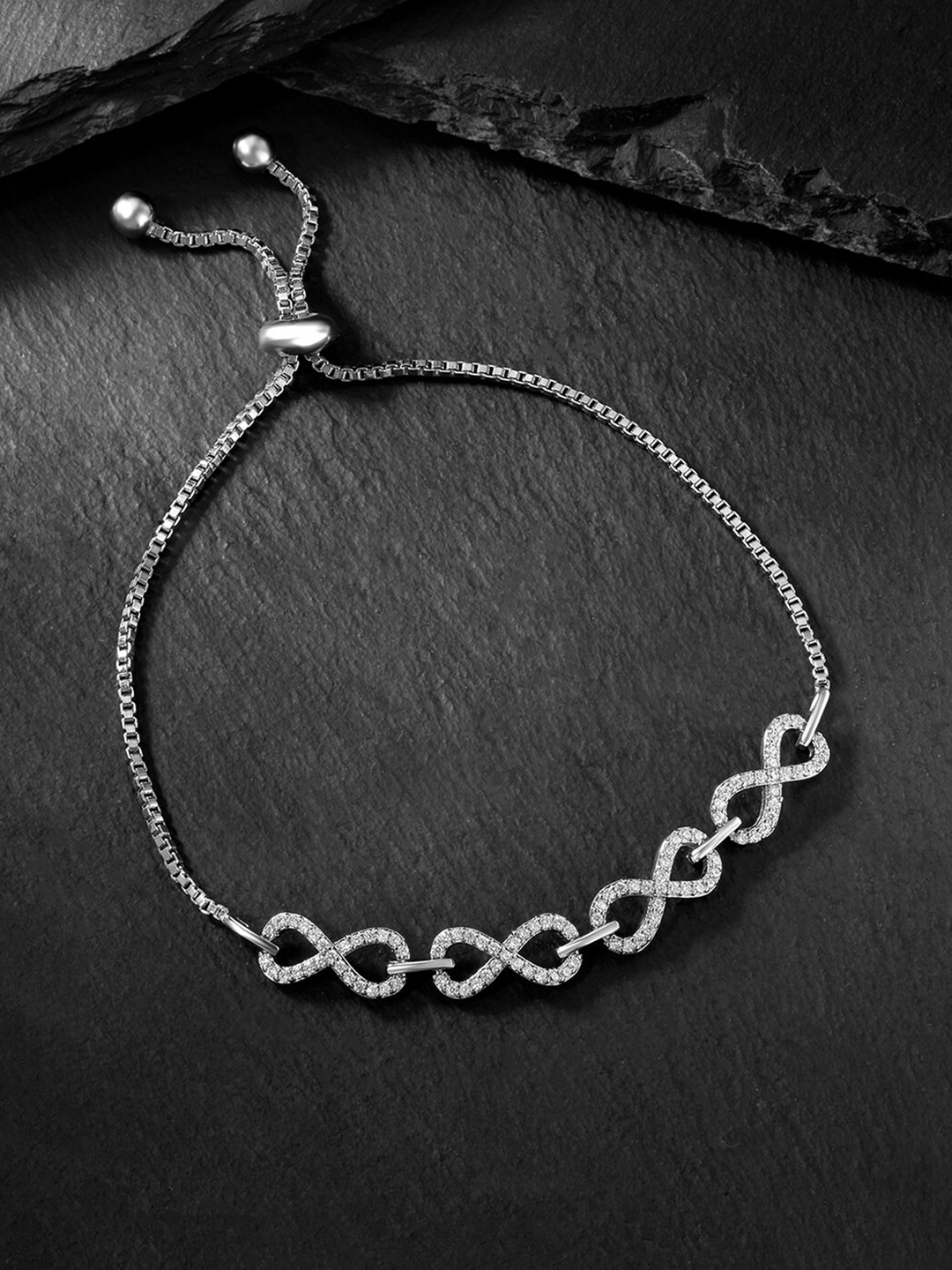 

Peora Cubic Zirconia Silver-Plated Charm Bracelet