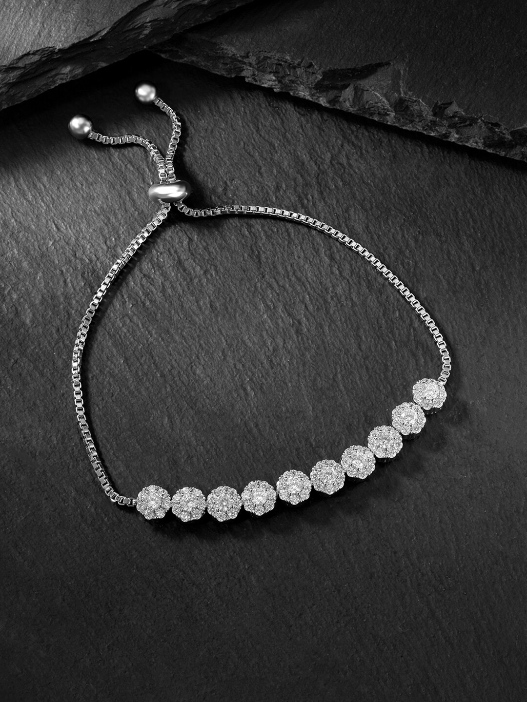 

Peora Cubic Zirconia Silver-Plated Charm Bracelet