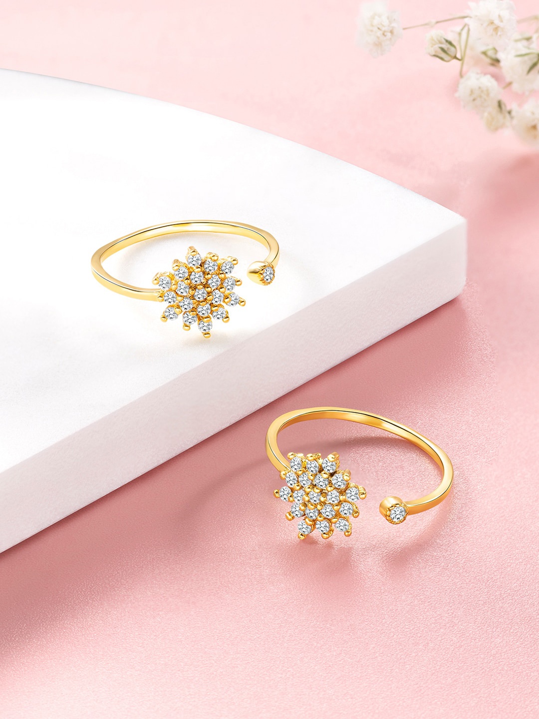 

Peora Set Of 2 Gold-Plated & CZ Stone-Studded Toe Rings