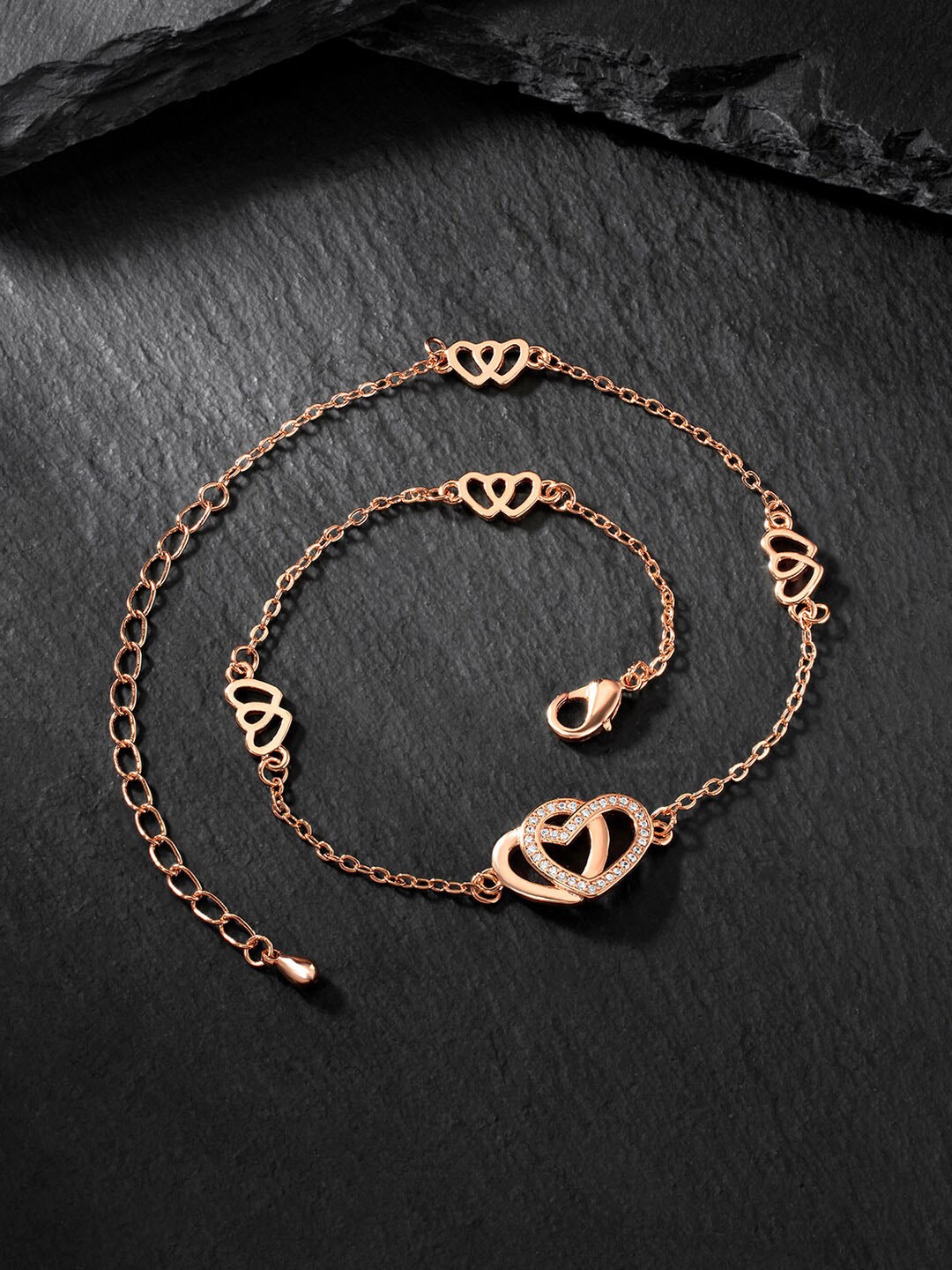 

Peora Rose Gold-Plated CZ-Studded Anklet