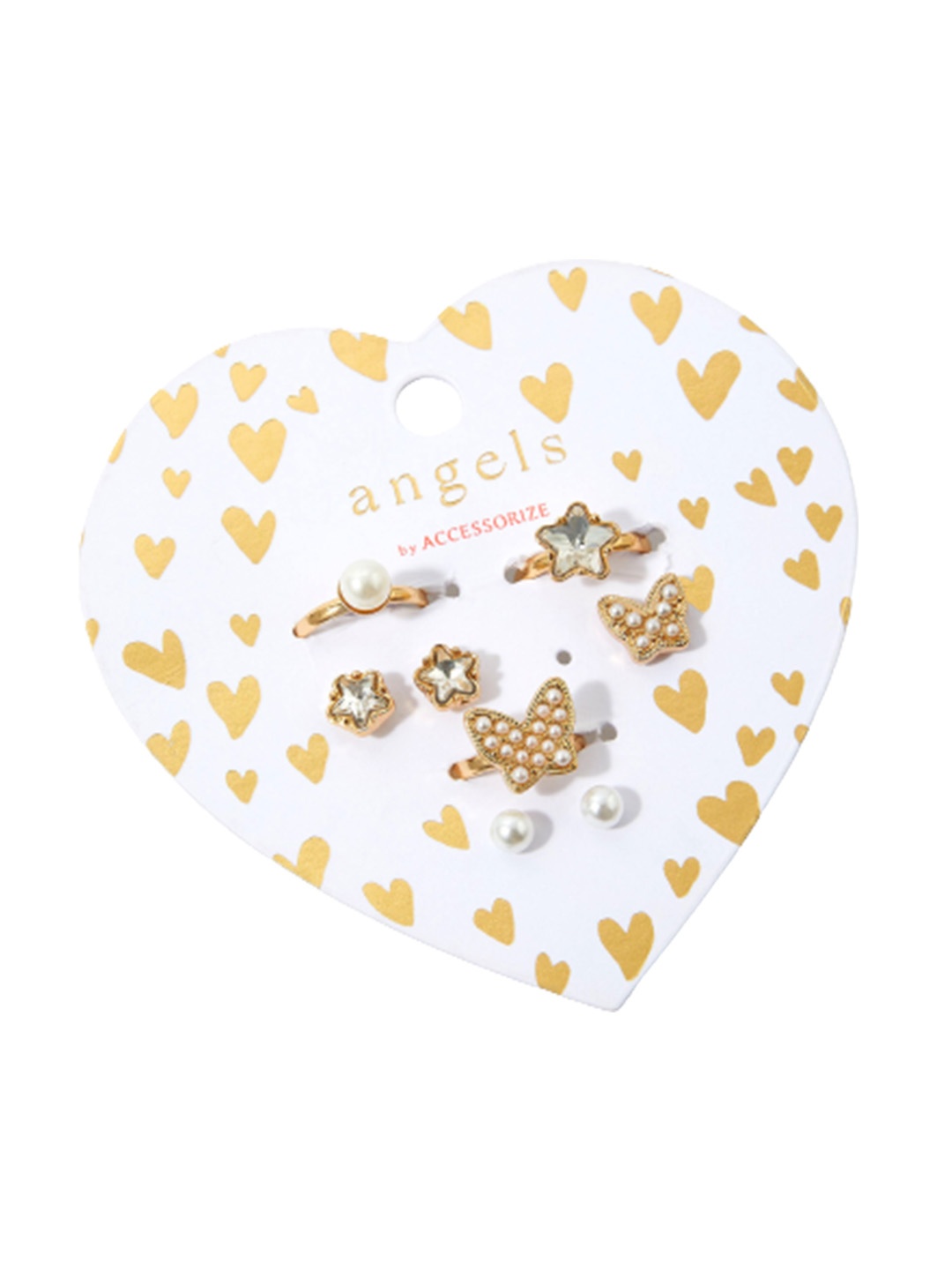 

Accessorize London Girls Set of 3 Gold-Plated Ring And Earrings