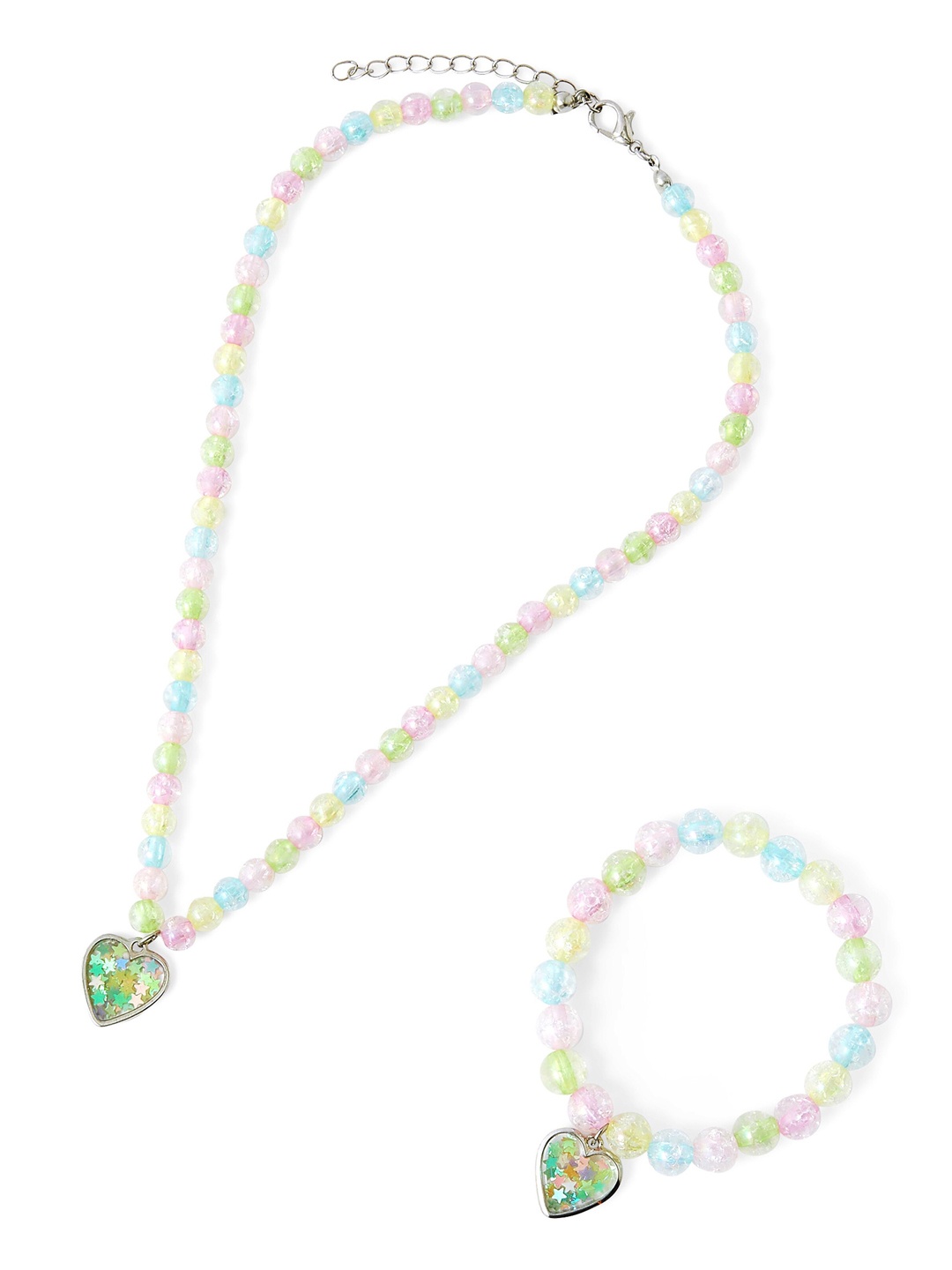 

Accessorize Girls Beaded Necklace & Bracelet, Pink