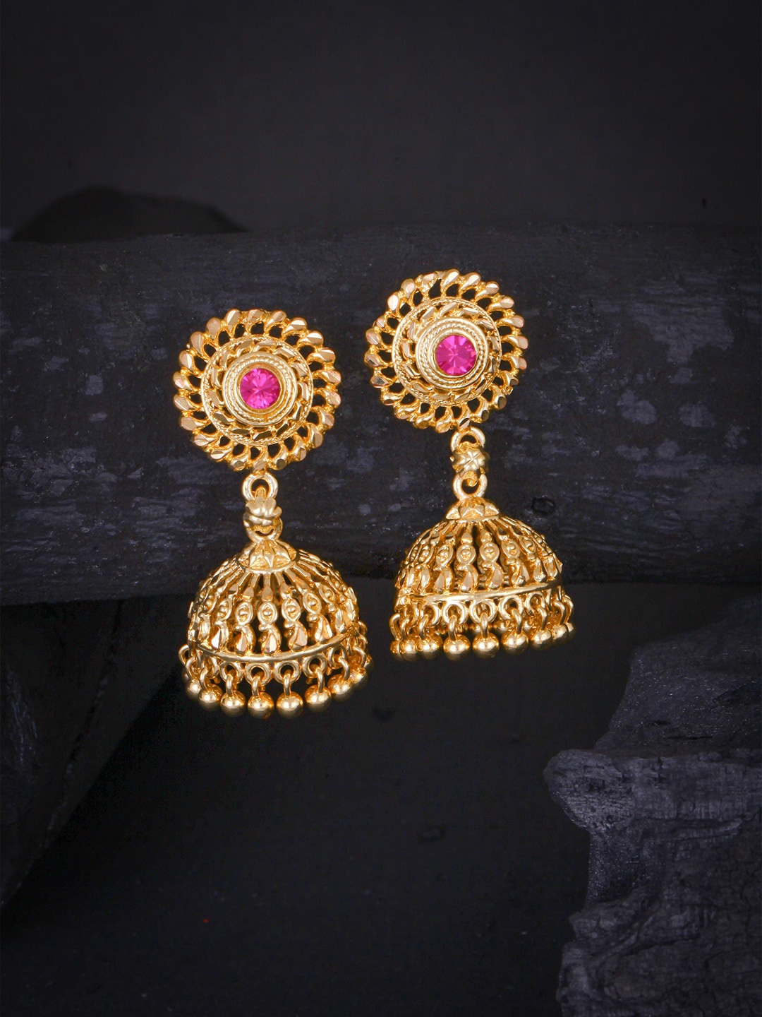 

MEENAZ Gold-Plated Peacock Shaped Jhumkas Earrings