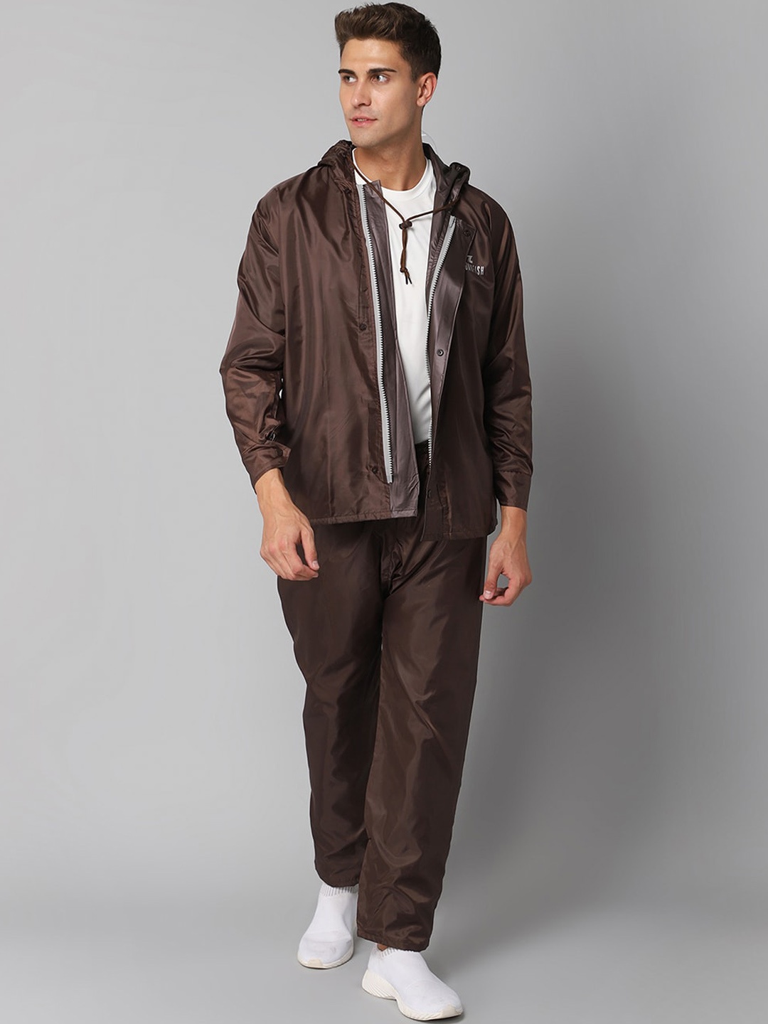 

THE CLOWNFISH Reversible Double Coating Rain Suit, Brown