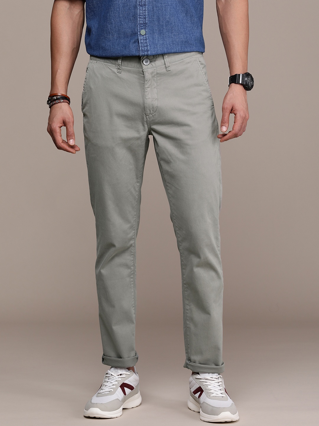 

FORCE IX Men Mid-Rise Chinos, Grey