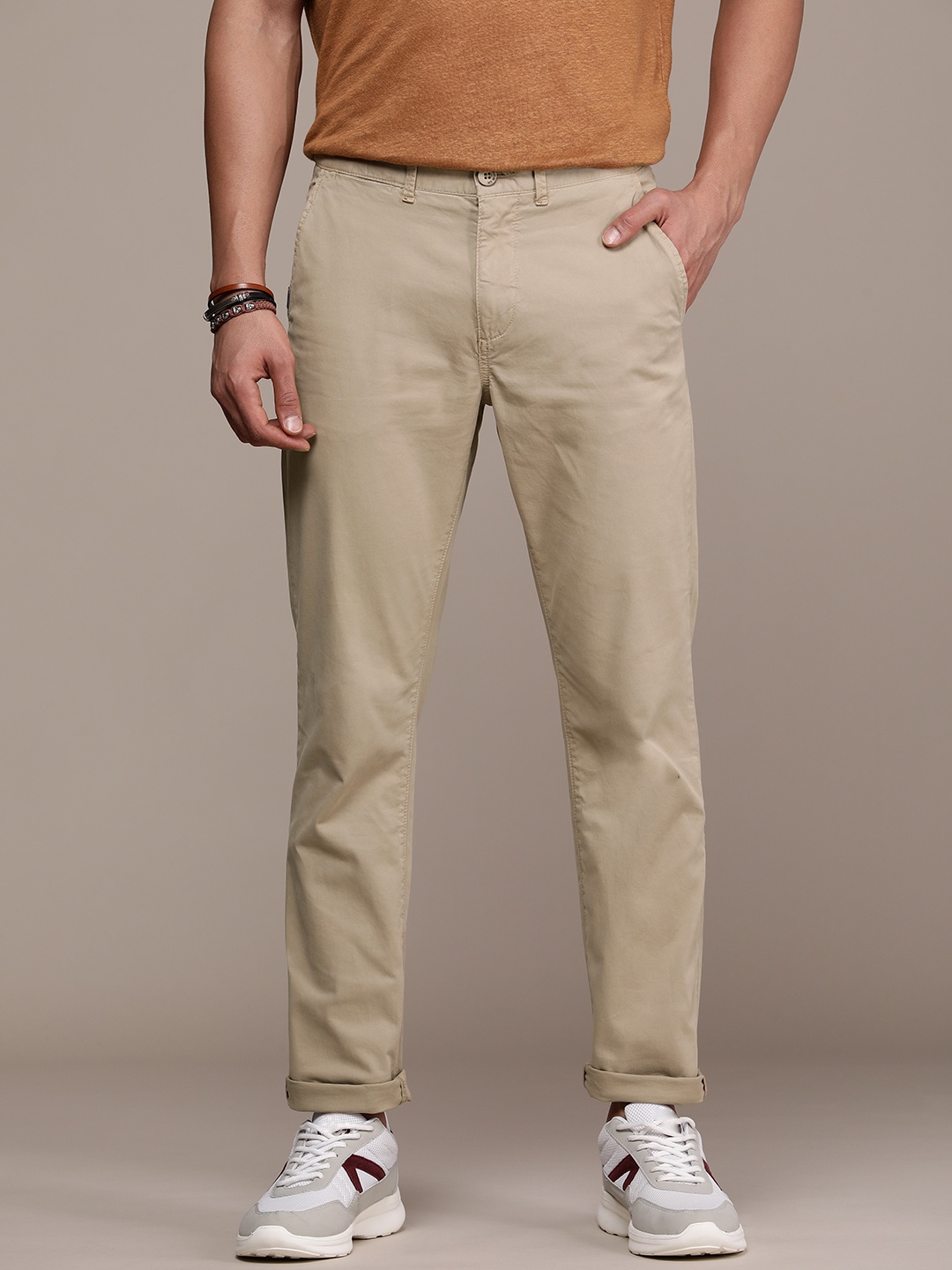 

FORCE IX Men Mid-Rise Chinos, Beige