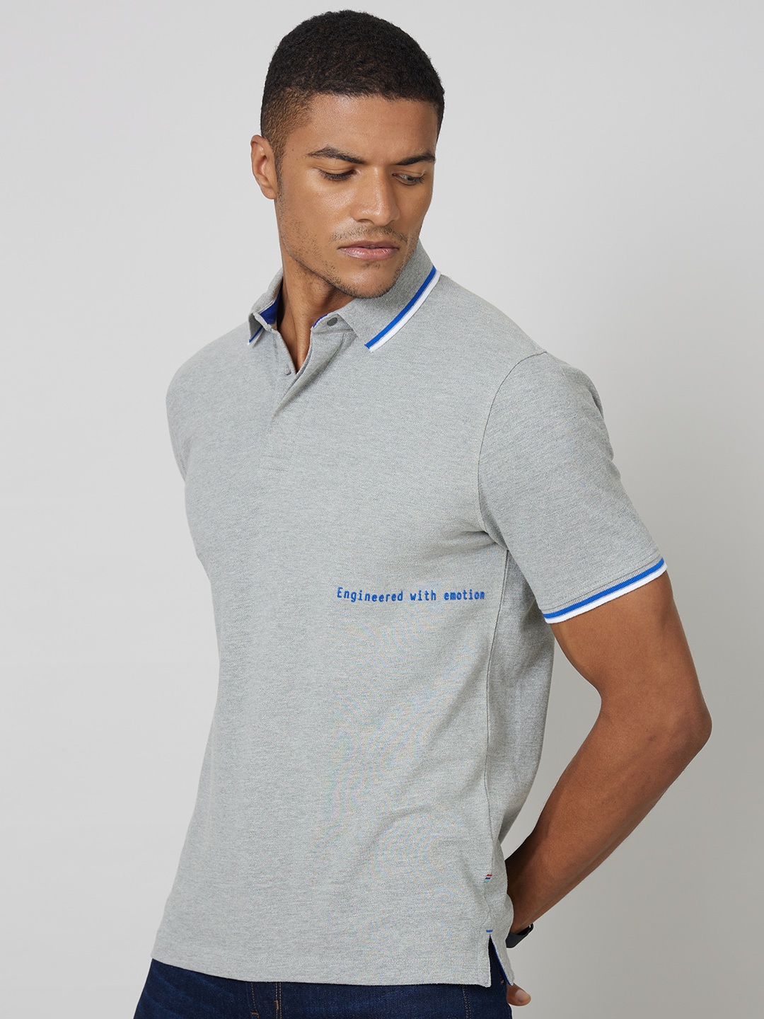 

FORCE IX Men Polo Collar Solid Casual T-shirt, Grey