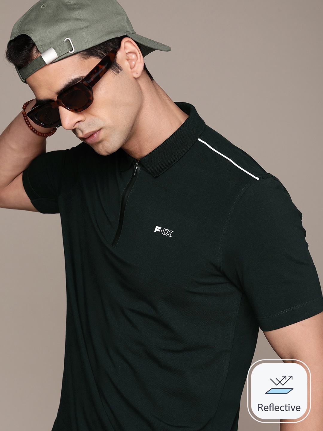 

FORCE IX Men Polo Collar Solid Casual T-shirt, Green