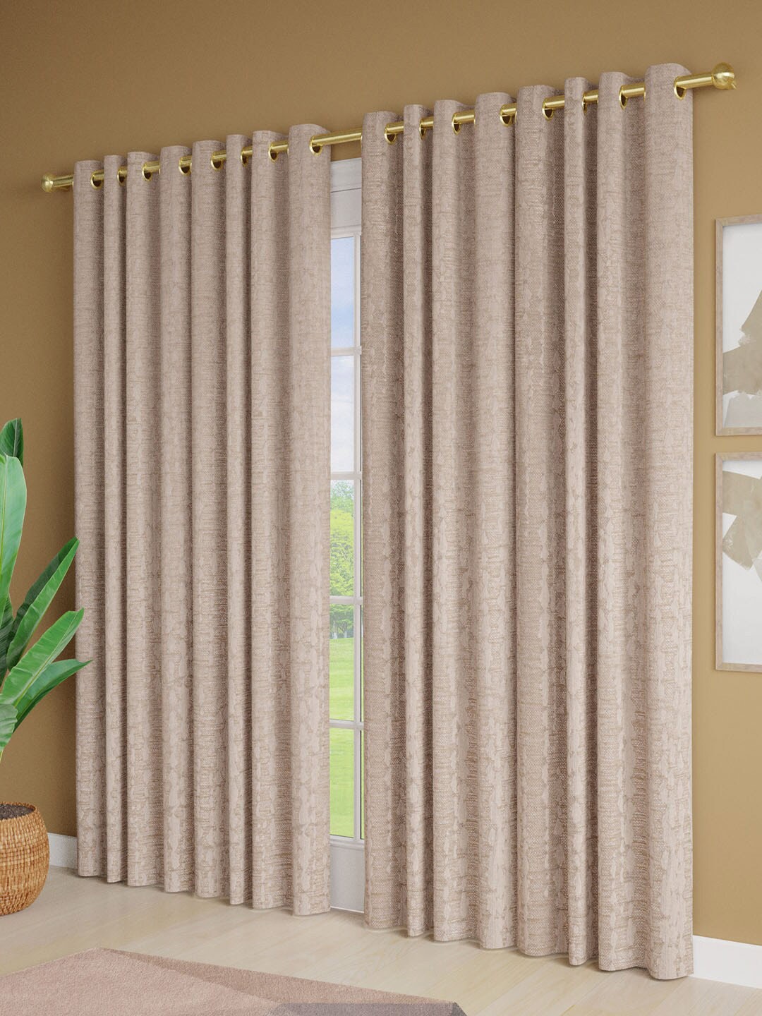 

Just Home Off White 4 Pieces Room Darkening Jacquard Door Curtains