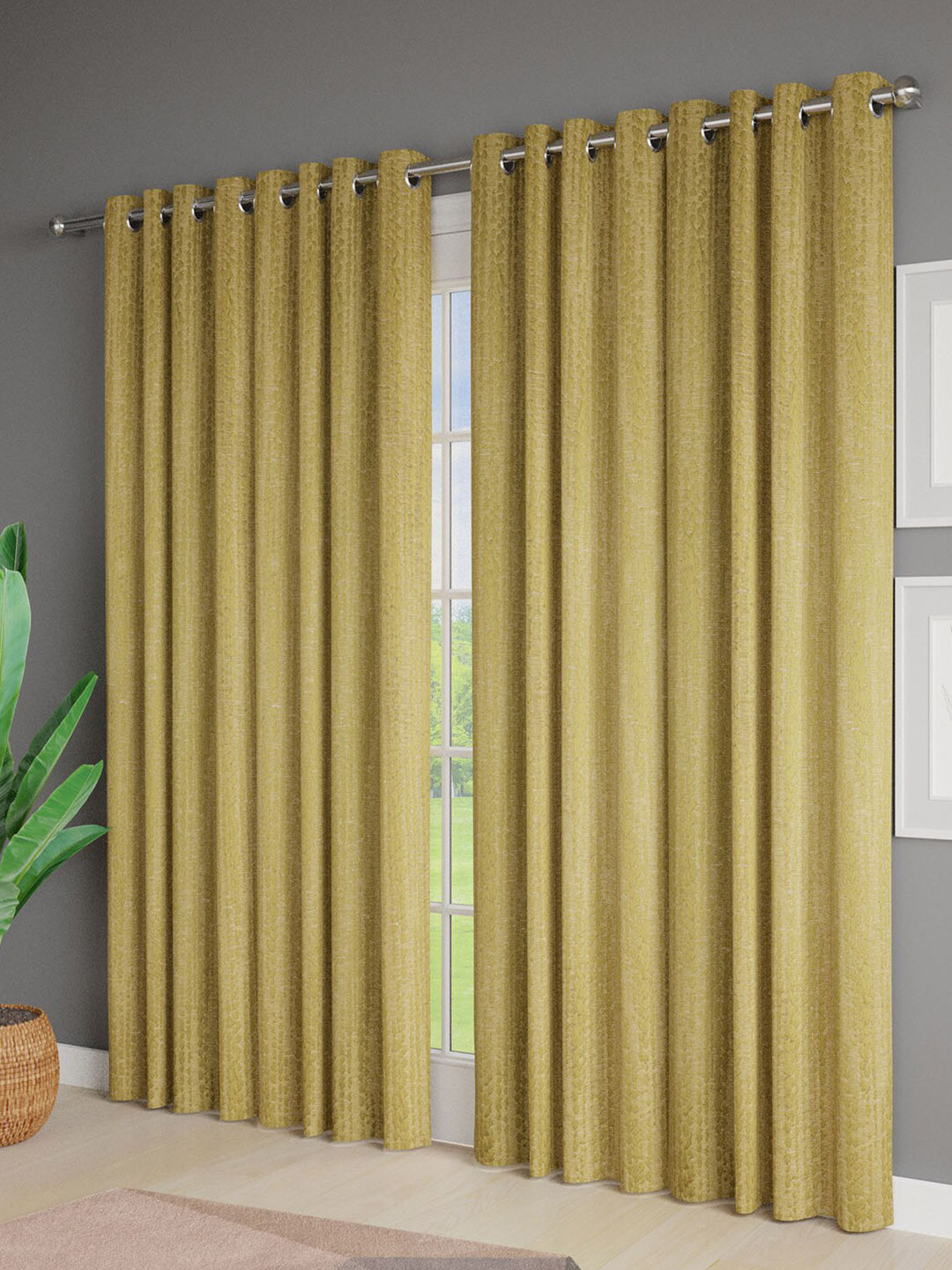 

Just Home Green 4 Pieces Room Darkening Jacquard Door Curtains