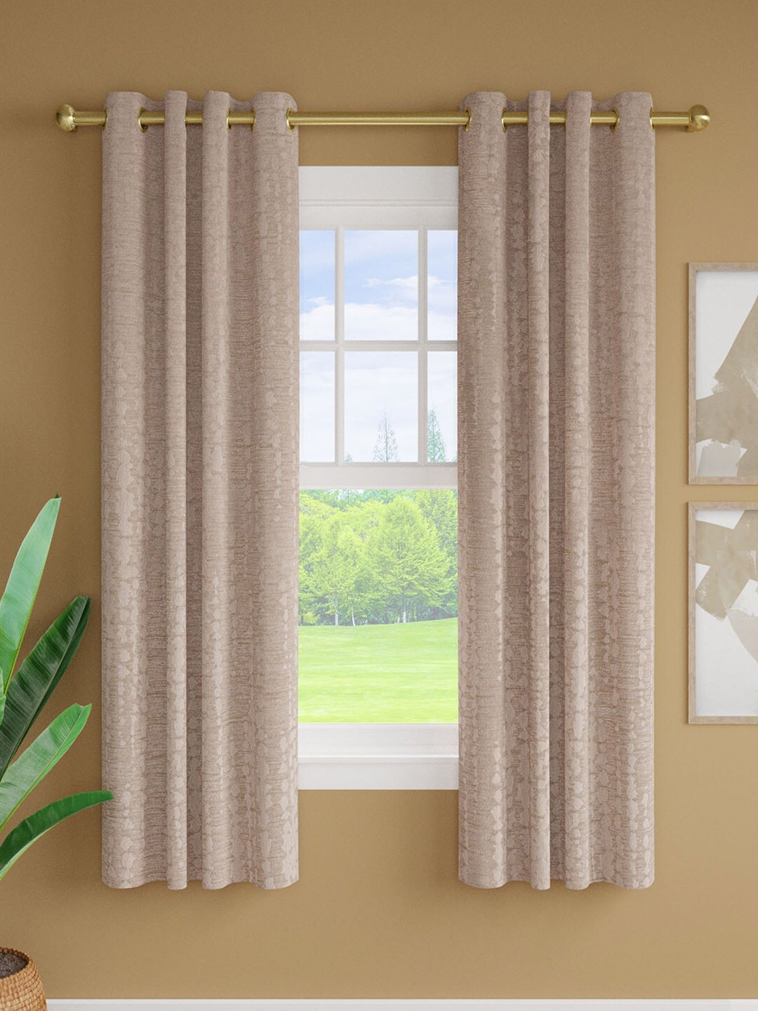 

Just Home Off White 2 Pieces Jacquard Room Darkening Window Curtains