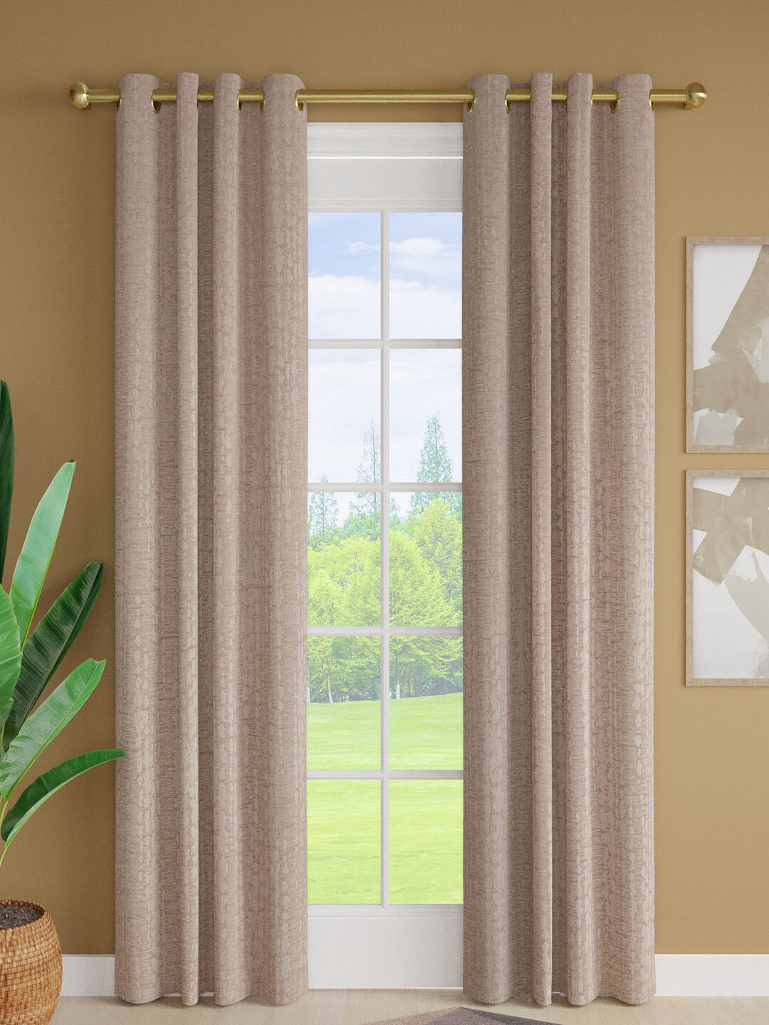

Just Home Off White 2 Pieces Self Design Jacquard Room Darkening Door Curtains