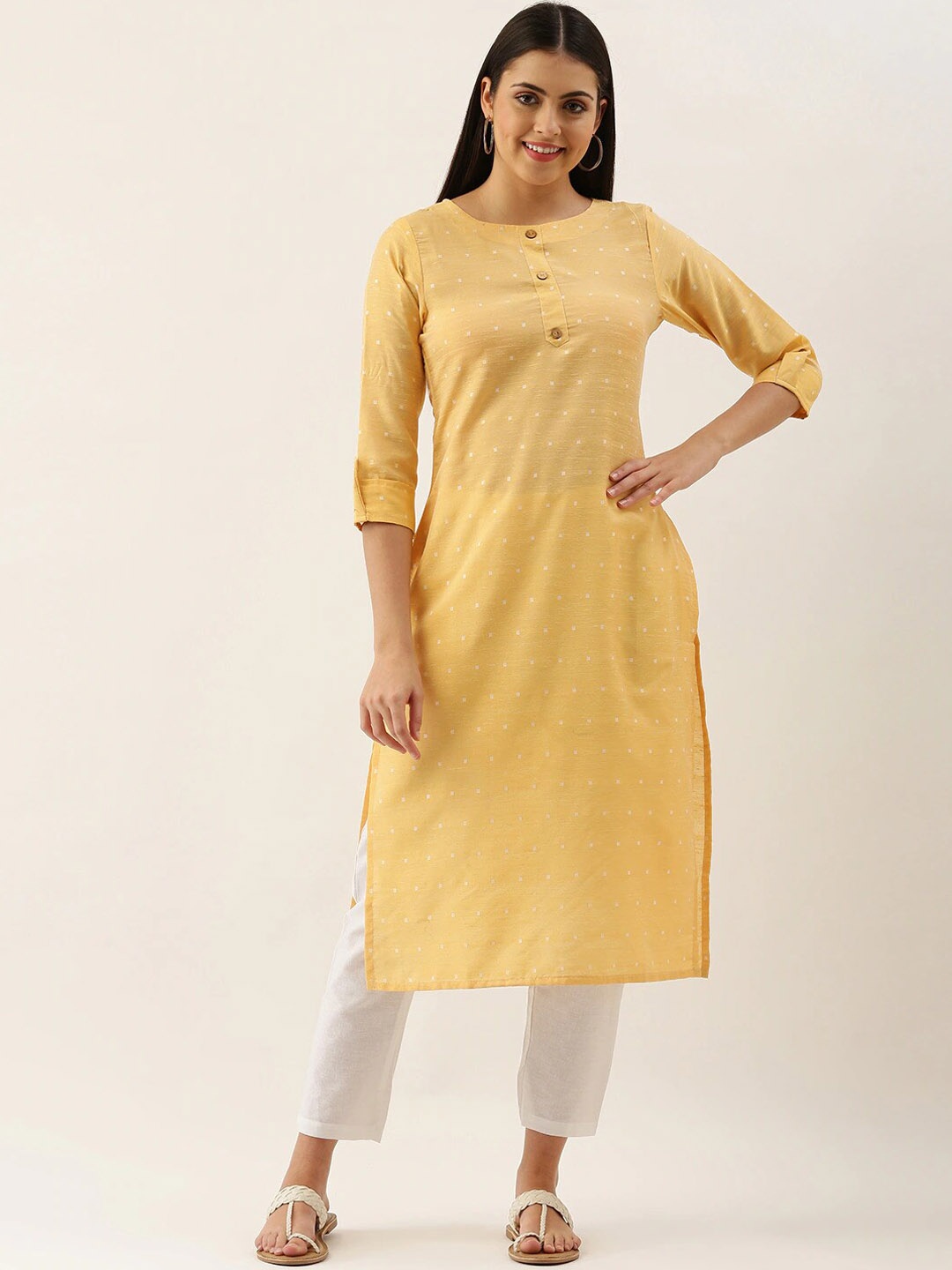 

KALINI Dyed Pathani Kurta, Yellow