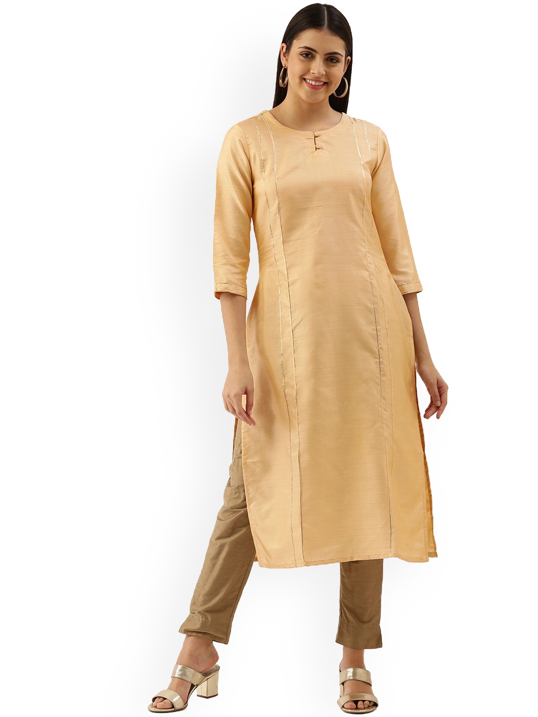 

KALINI Cotton Straight Kurta, Cream