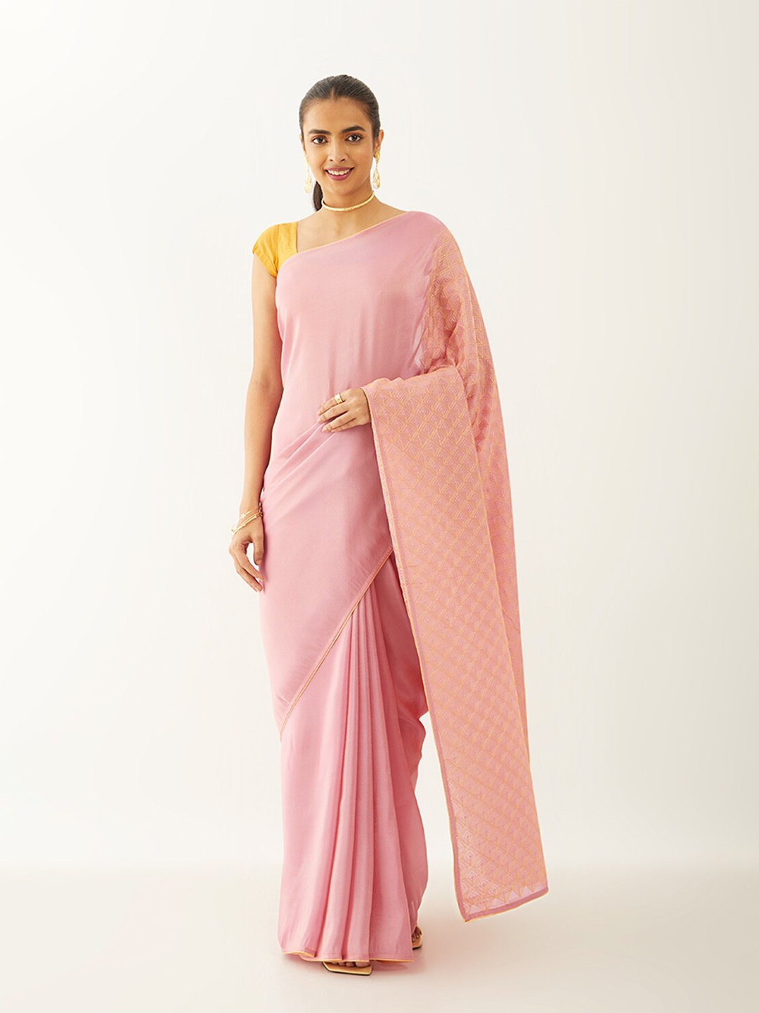 

Taneira Embroidered Organza Saree, Pink