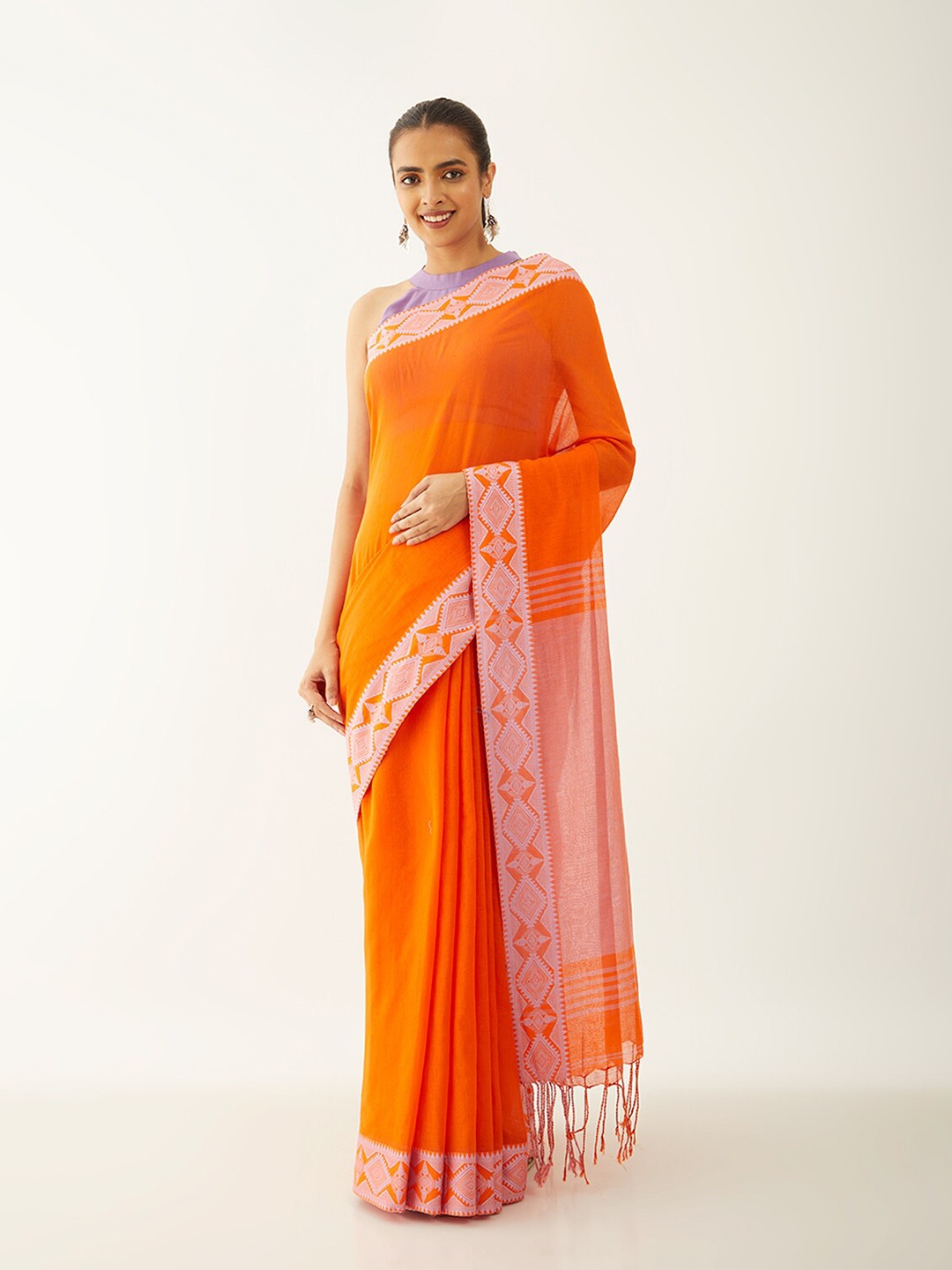 

Taneira Pure Cotton Saree, Orange
