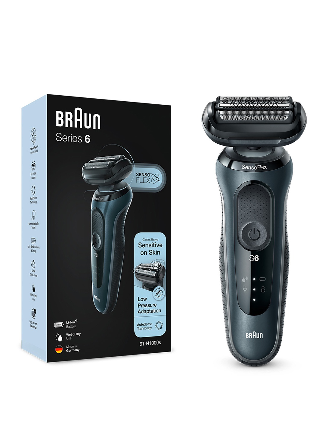 

Braun Series 6 61-N1000S Wet & Dry Shaver with Travel Case - Black