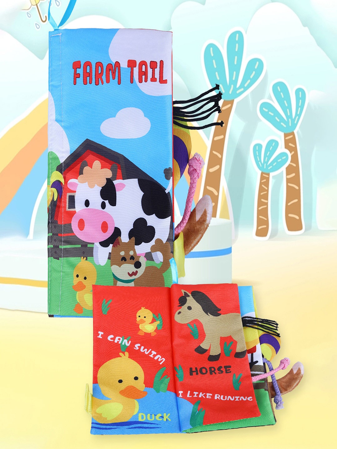 

Baby Moo Infant Kids Farm Tail Educational Soft Cloth Book, Multi
