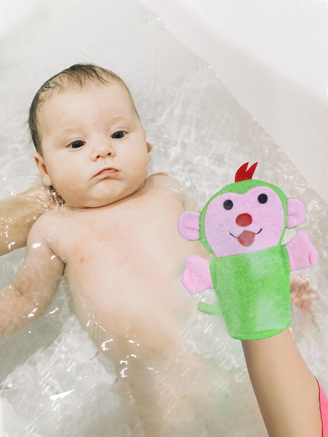 

Baby Moo Infant Kids Cute Puppy Bath Time Fun Hand Puppet Loofah Bath Glove, Green