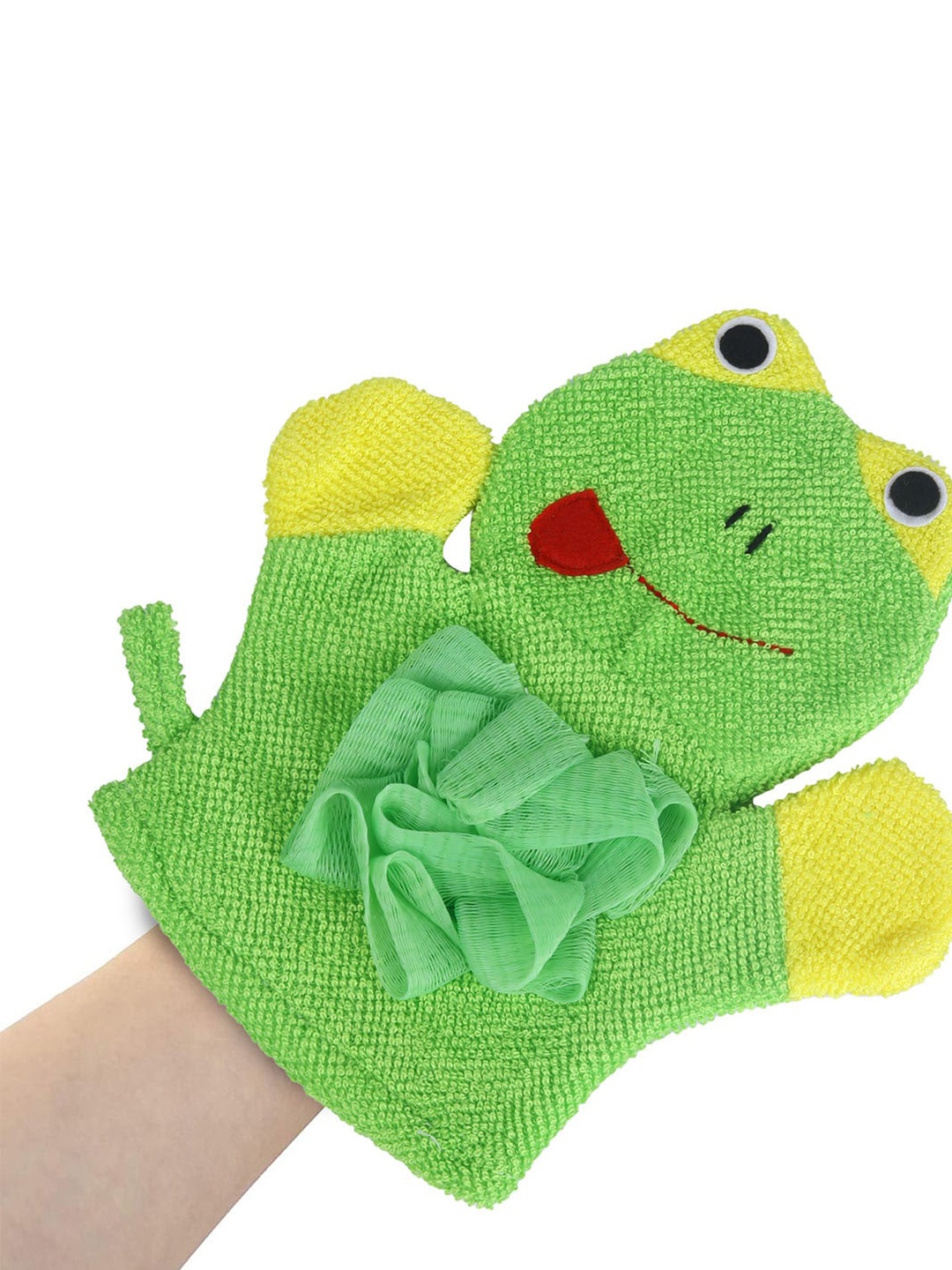 

Baby Moo Infant Kids Mischievous Frog Shaped Loofah Bath Glove, Green
