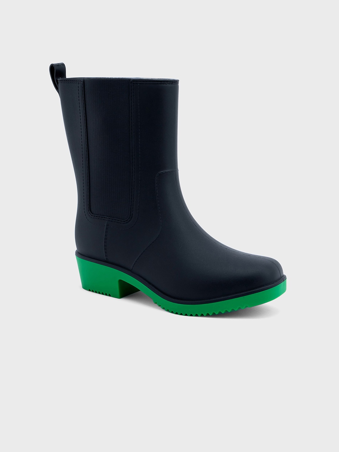 

20Dresses Women Mid -Top Block Heel Rain Boots, Black
