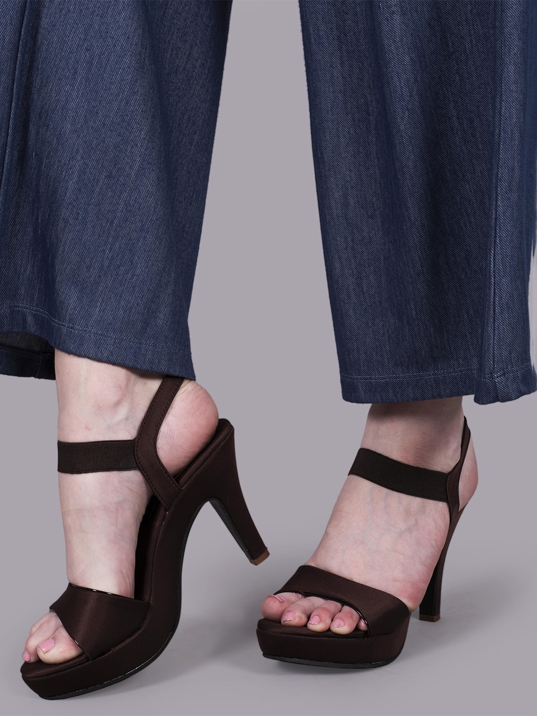 

DEAS Open Toe Platform Heels With Backstrap, Brown