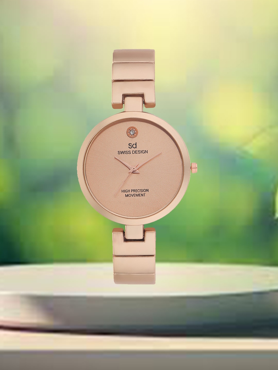

Swiss Design Women Embellished Dial Bracelet Style Straps Analogue Watch SDWT-027-RG01, Rose gold