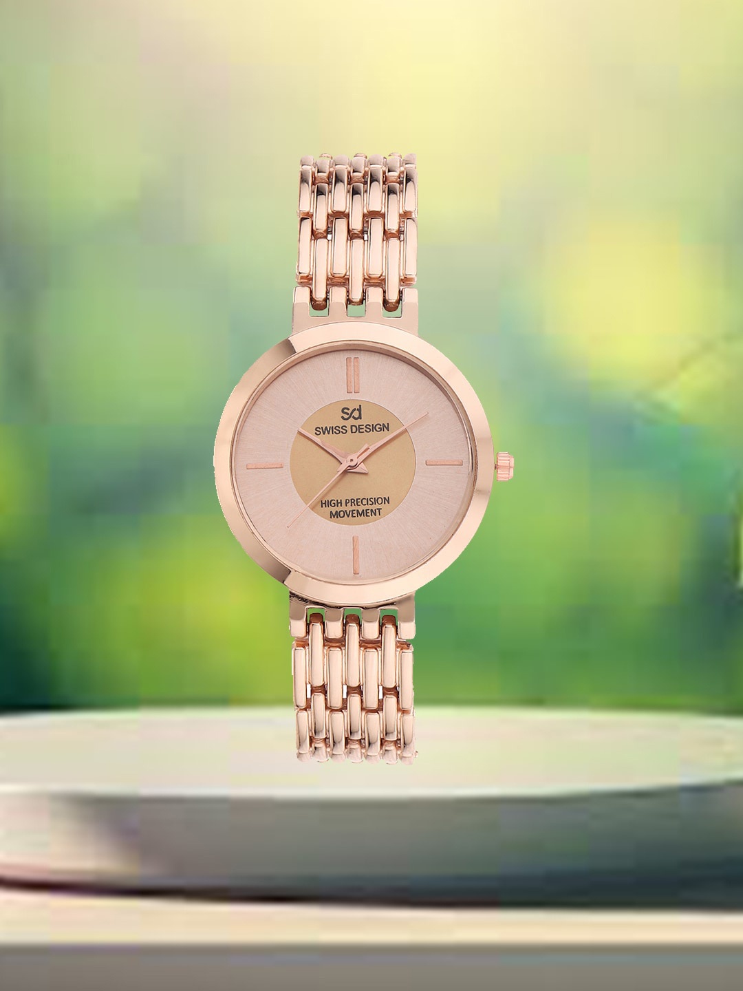 

Swiss Design Women Textured Dial Bracelet Style Straps Analogue Watch SDWT-028-RG01, Rose gold