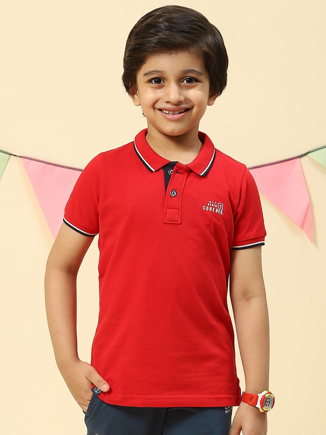 

Monte Carlo Boys Polo Collar Pure Cotton T-shirt, Red