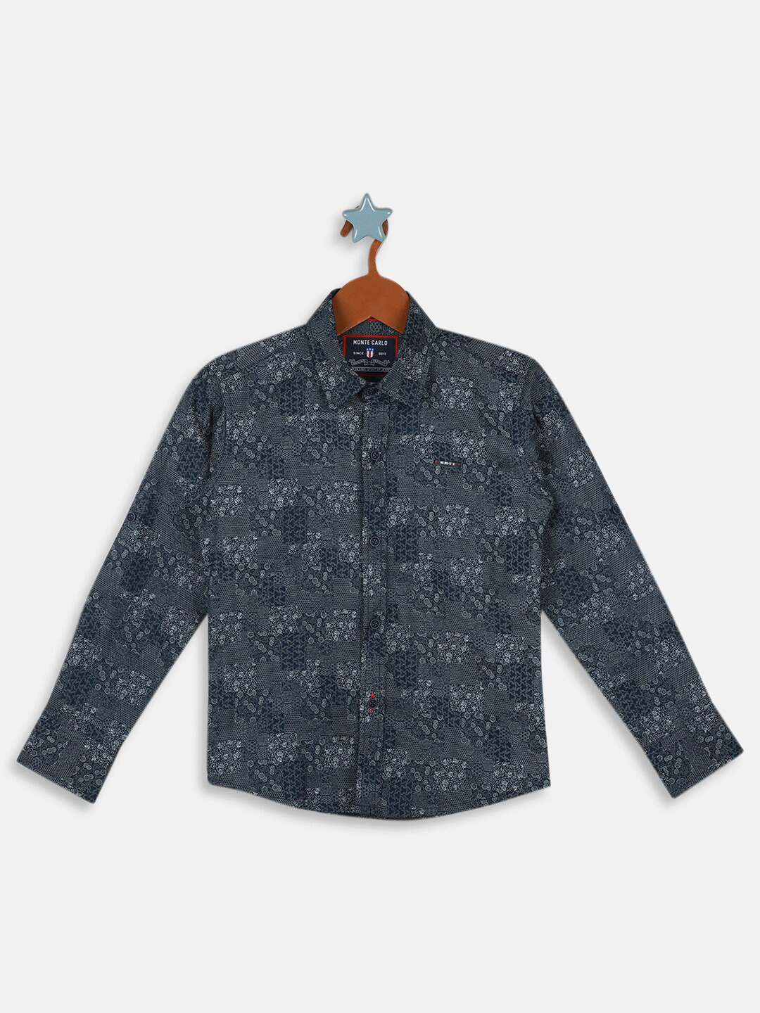

Monte Carlo Boys Abstract Printed Cotton Casual Shirt, Blue