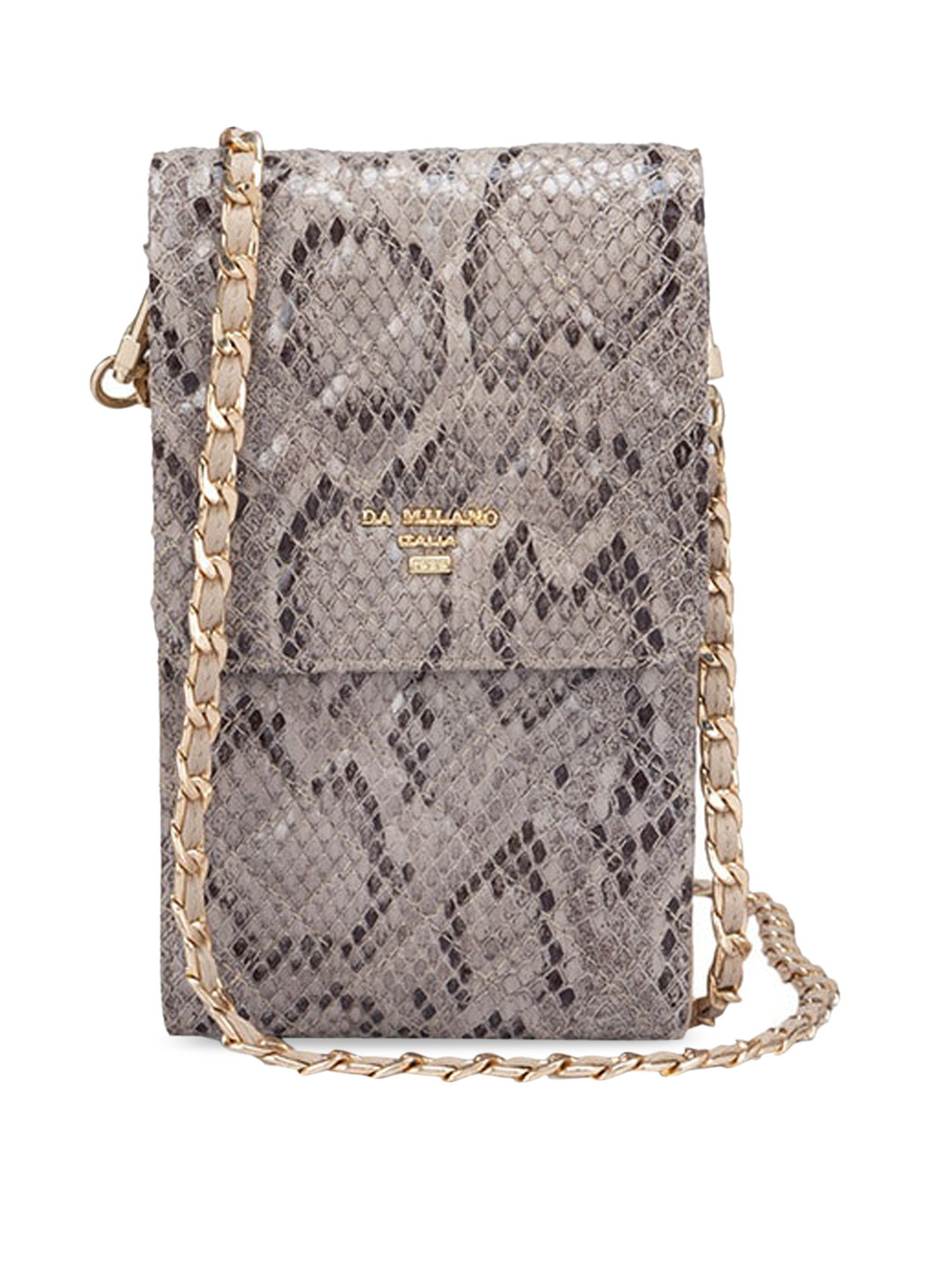

Da Milano Animal Textured Leather Structured Sling Bag, White