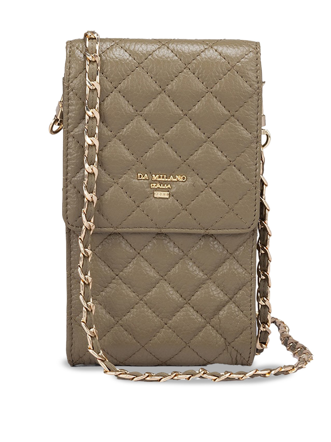 

Da Milano Textured Quilted Leather Structured Sling Bag, Green