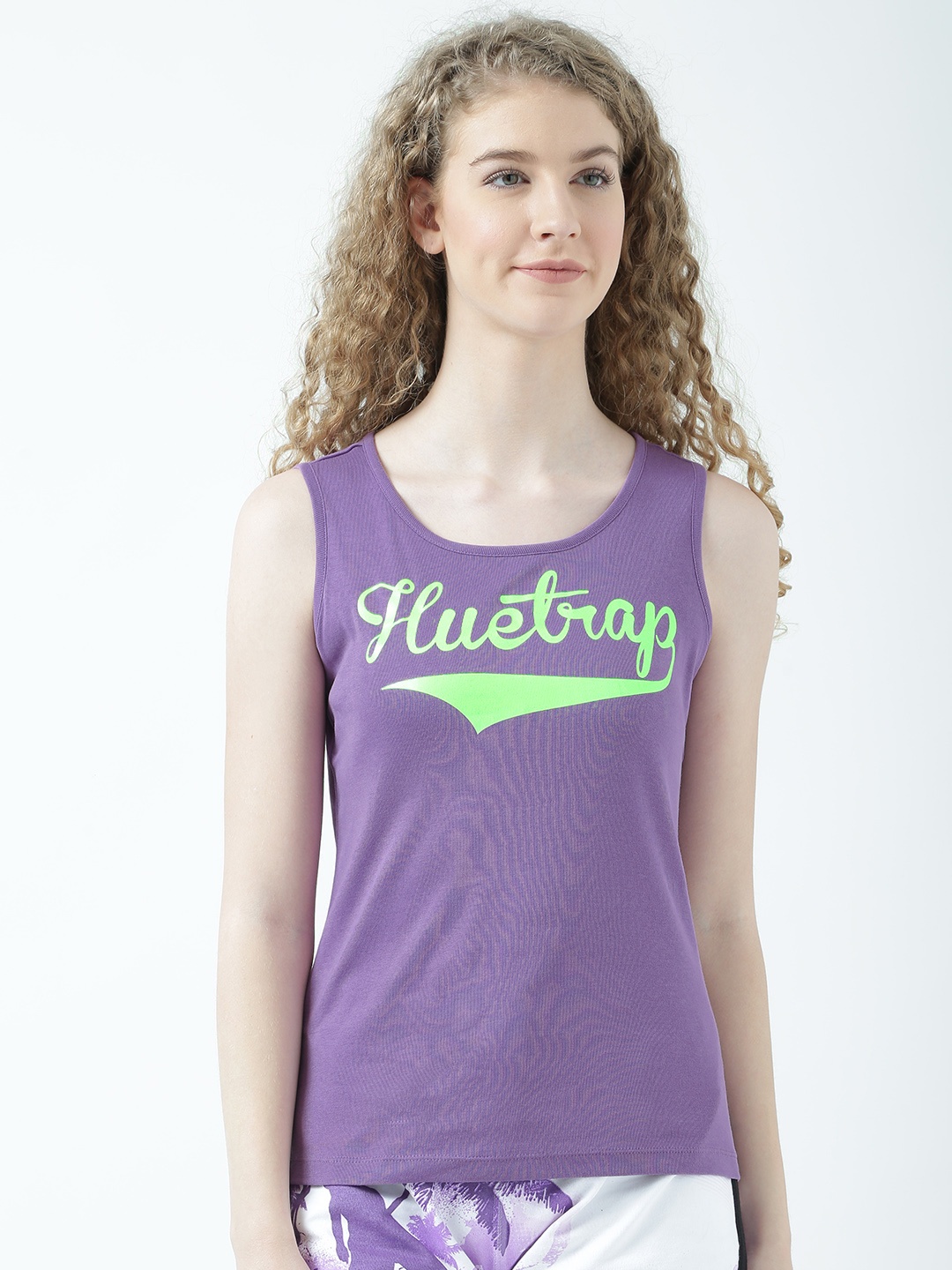 

Huetrap Women Lavender Solid Tank Pure Cotton Top