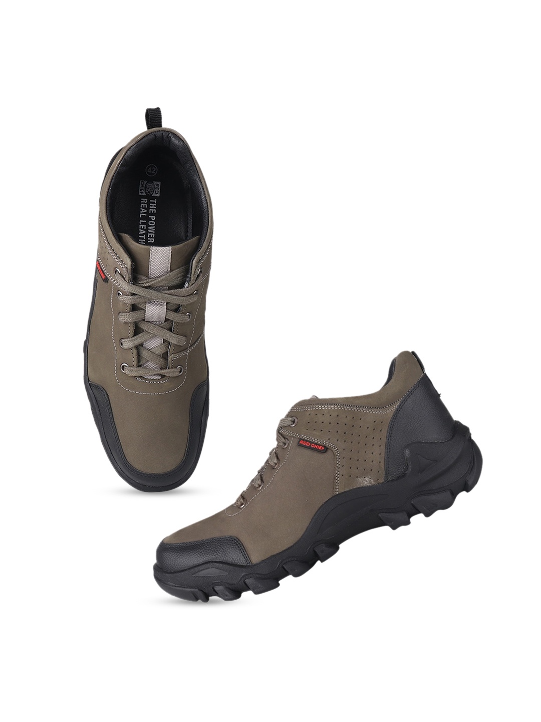 

Red Chief Men Comfort Insole Leather Basics Trekking Shoes, Grey