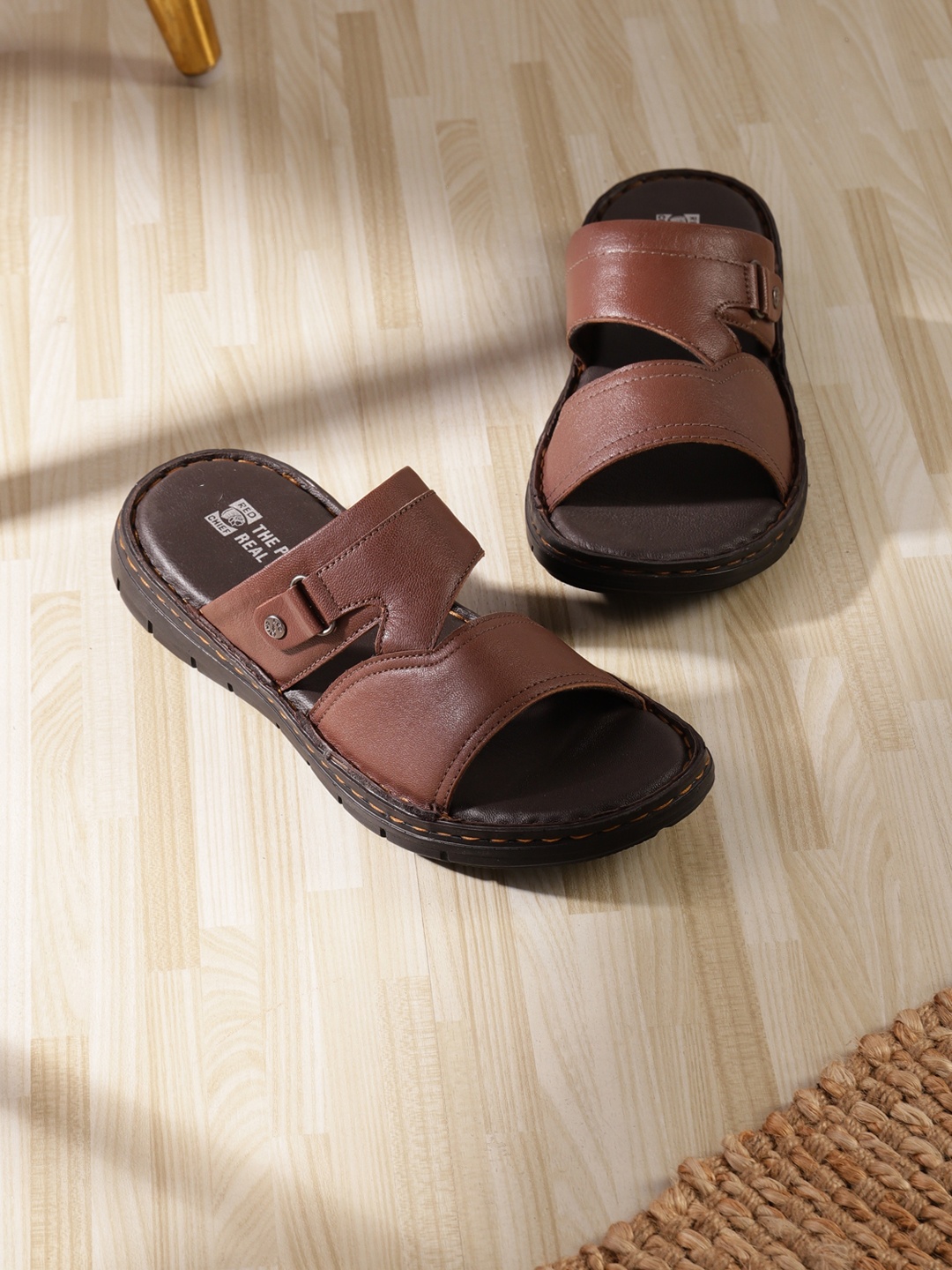 

Red Chief Men Textured Leather Comfort Sandals, Brown