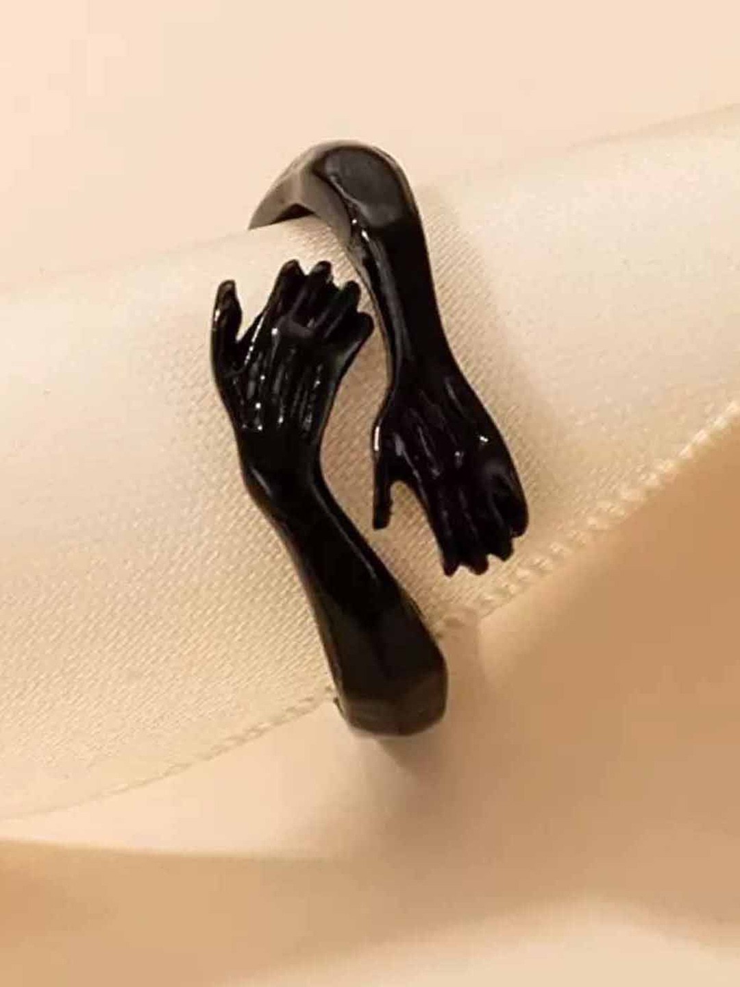 

Silver Shine Set Of 2 Silver-Plated Adjustable Finger Rings, Black