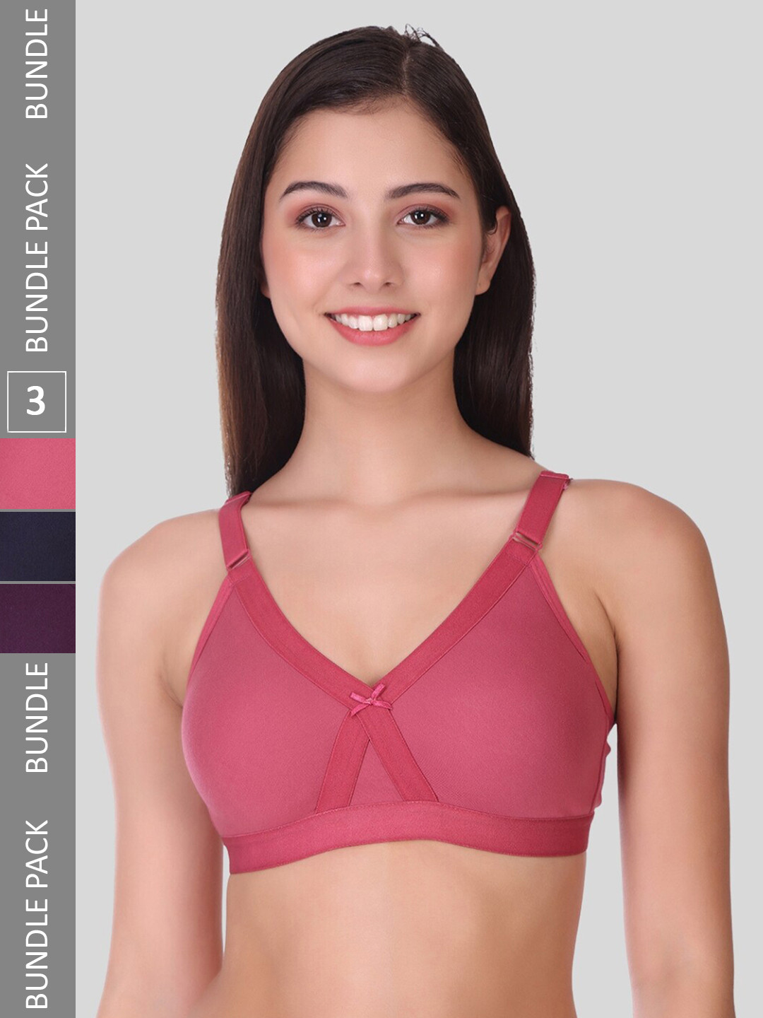 

POOJA RAGENEE Pack Of 3 Full Coverage All Day Comfort Non-Padded Everyday T-Shirt, Purple