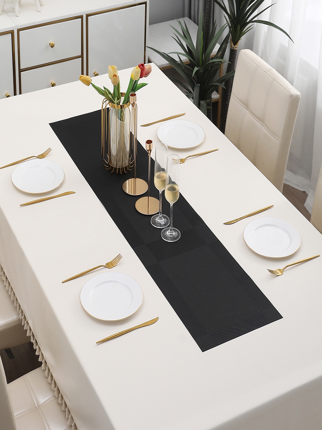 

HOKIPO Black Geometric Design Table Runner