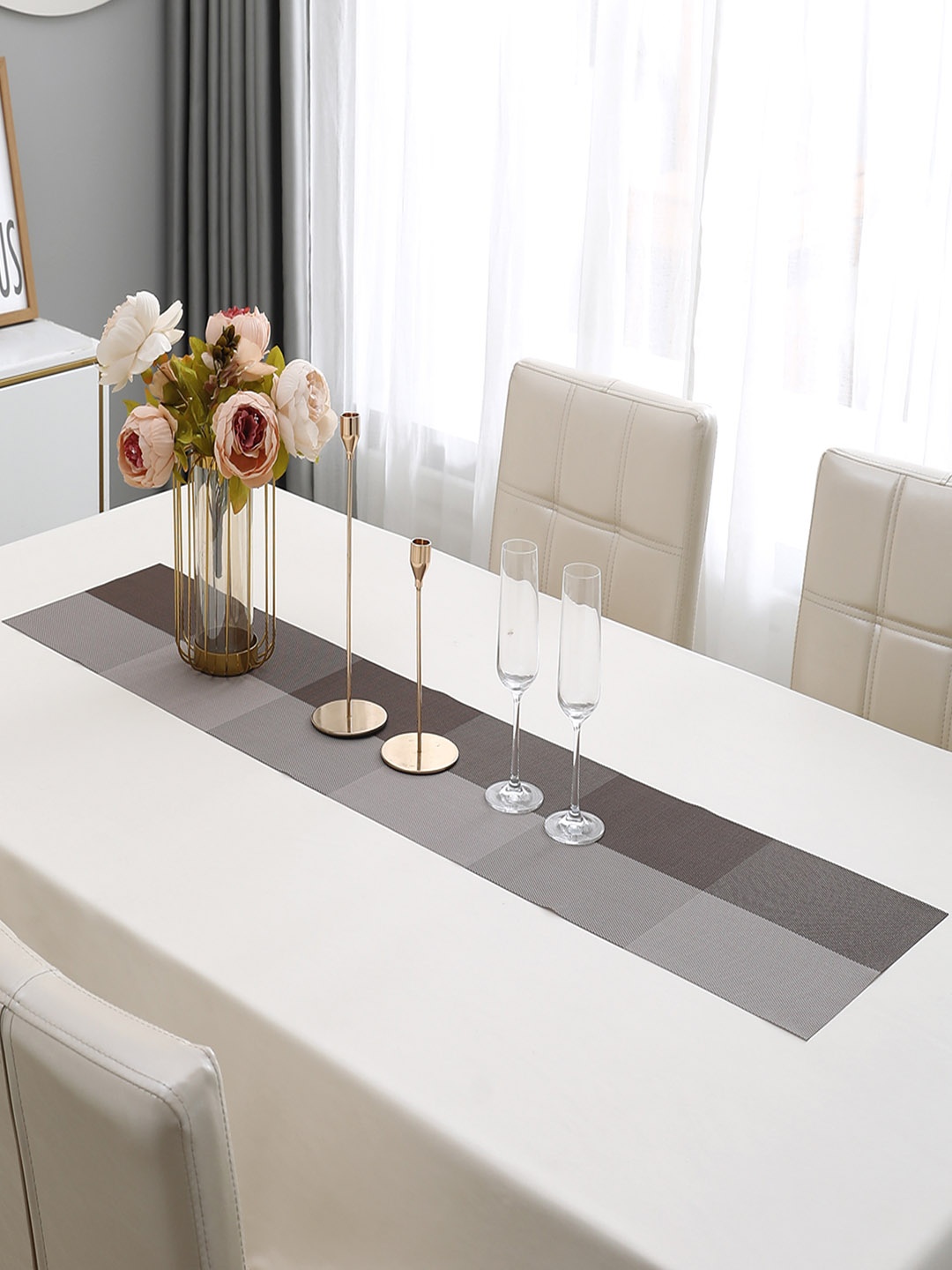 

HOKIPO Brown Checks Rectangular Table Runner