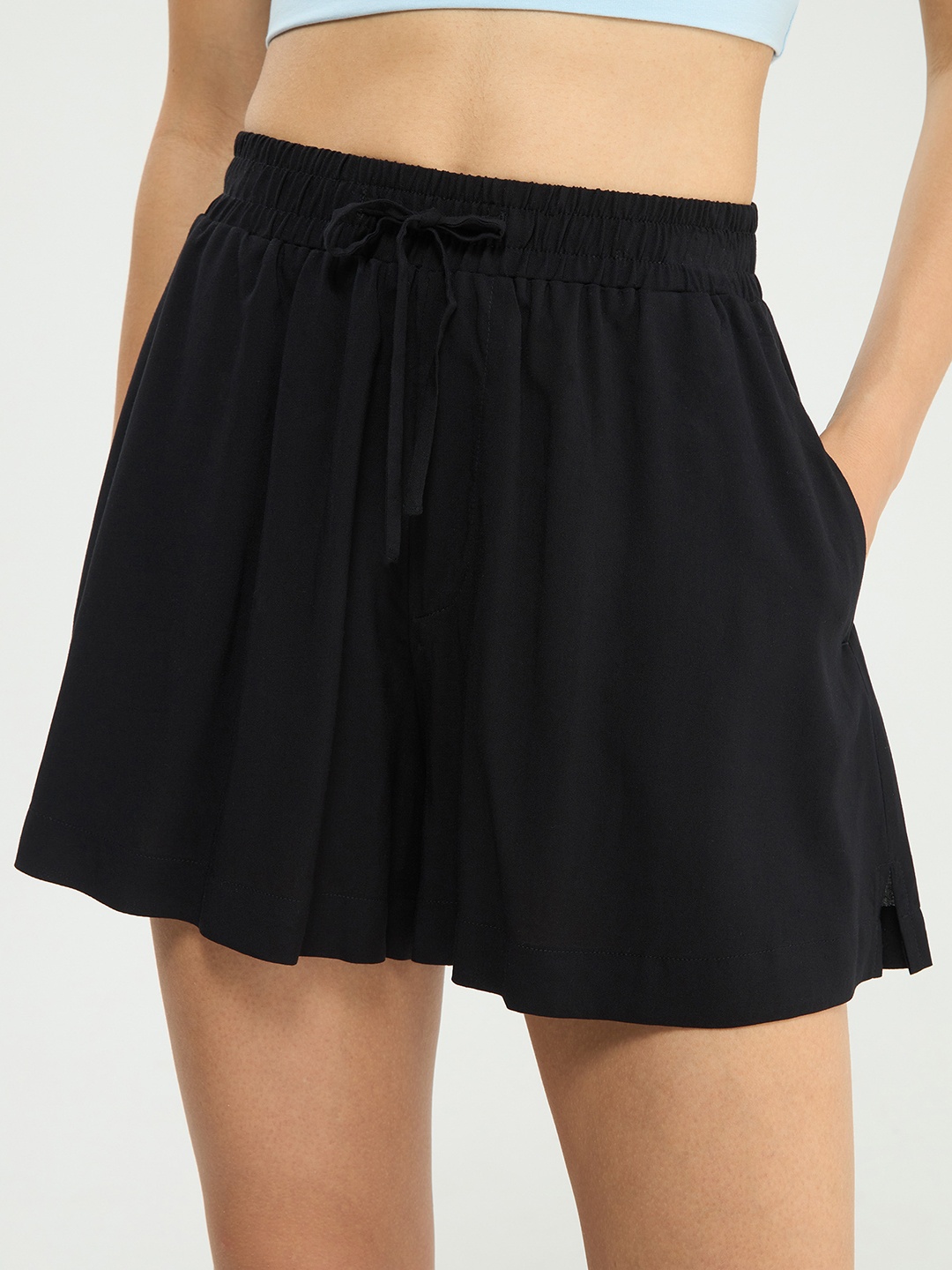 

TERRANOVA Women Solid Regular Shorts, Black
