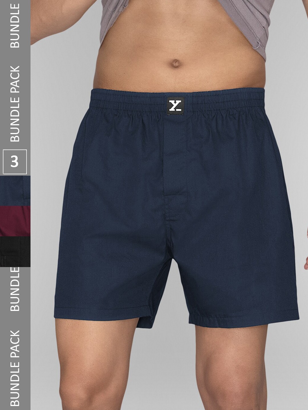 

XYXX Men Pack Of 3 Pure Cotton Boxers XYBOX3PCKN256, Blue