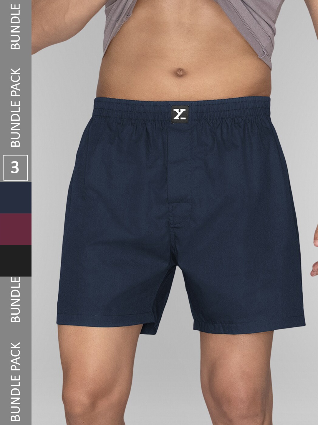

XYXX Pack Of 3 Pure Cotton Boxers, Burgundy