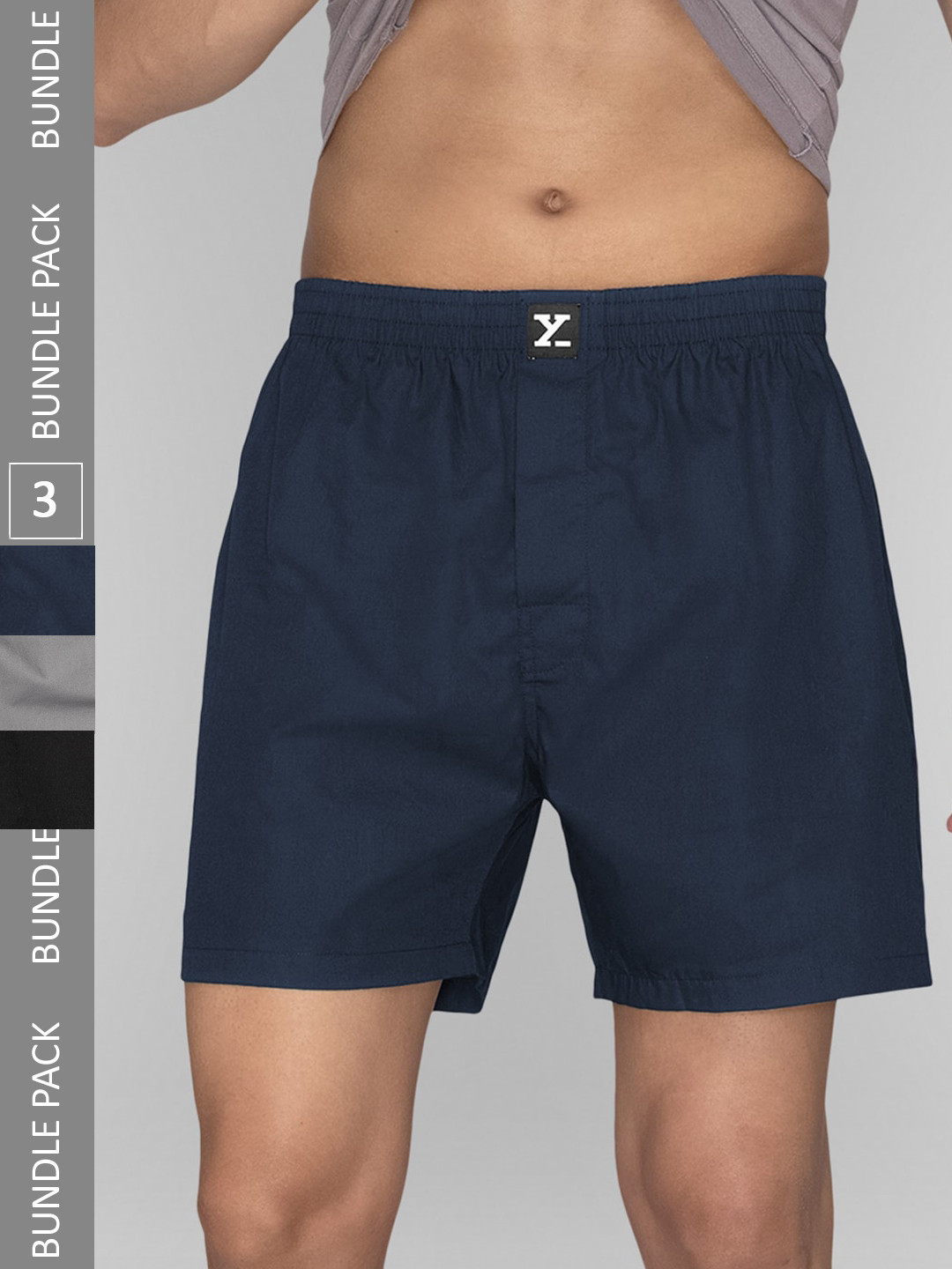 

XYXX Men Pack Of 2 Pure Cotton Anti-Roll Boxers, Blue